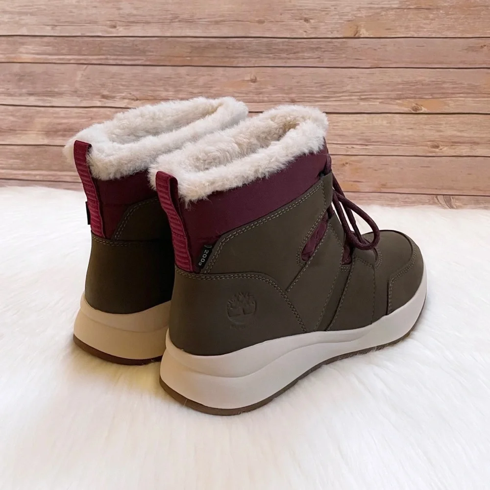 Timberland Women’s Boroughs Project Olive Waterproof Winter Pull On Boots - Picture 3 of 7